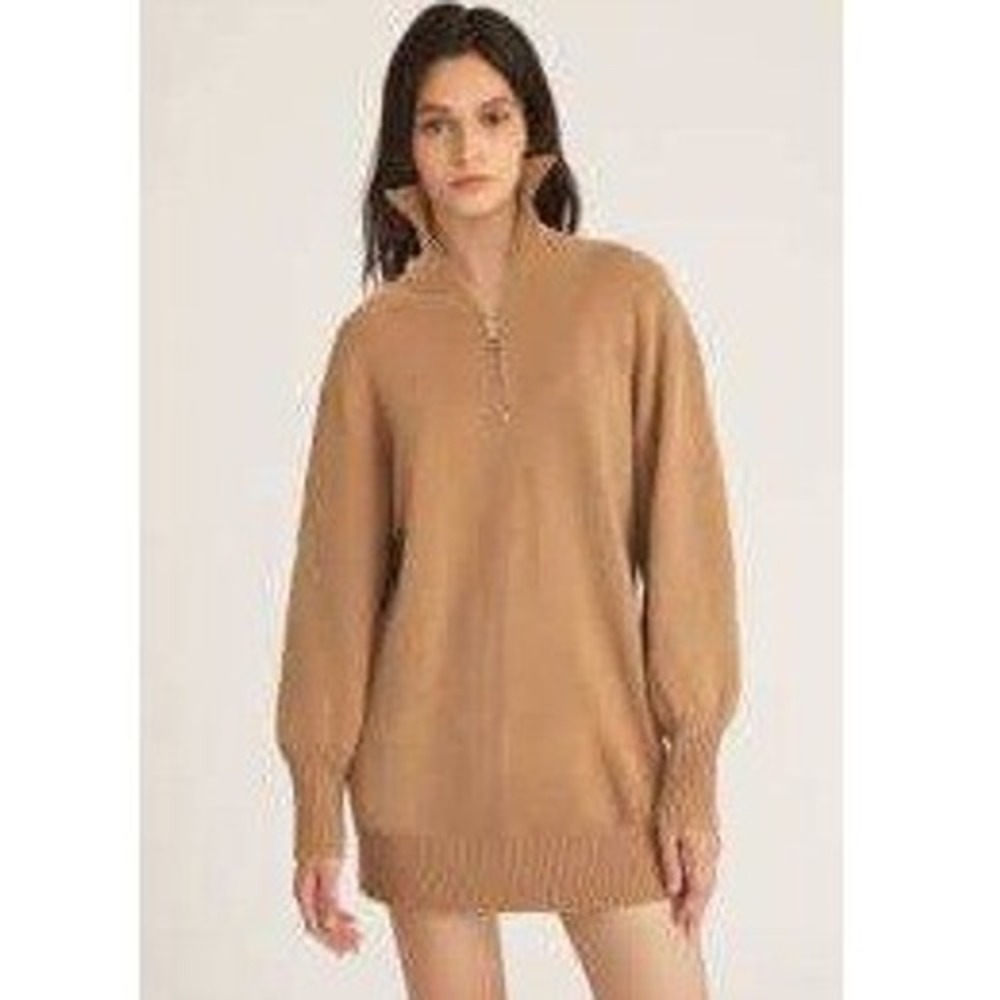 Marissa Webb Womens Wesley Slouchy Zip Front Cashmere Blend Sweater Dress Size M